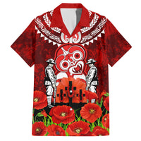 New Zealand ANZAC Waitangi Day Family Matching Off Shoulder Long Sleeve Dress and Hawaiian Shirt Hei Tiki and Soldier LT03 Dad's Shirt - Short Sleeve Red - Polynesian Pride