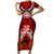 New Zealand ANZAC Waitangi Day Family Matching Short Sleeve Bodycon Dress and Hawaiian Shirt Hei Tiki and Soldier LT03 Mom's Dress Red - Polynesian Pride