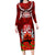 New Zealand ANZAC Waitangi Day Long Sleeve Bodycon Dress Hei Tiki and Soldier LT03 Long Dress Red - Polynesian Pride