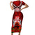 New Zealand ANZAC Waitangi Day Short Sleeve Bodycon Dress Hei Tiki and Soldier LT03 Long Dress Red - Polynesian Pride