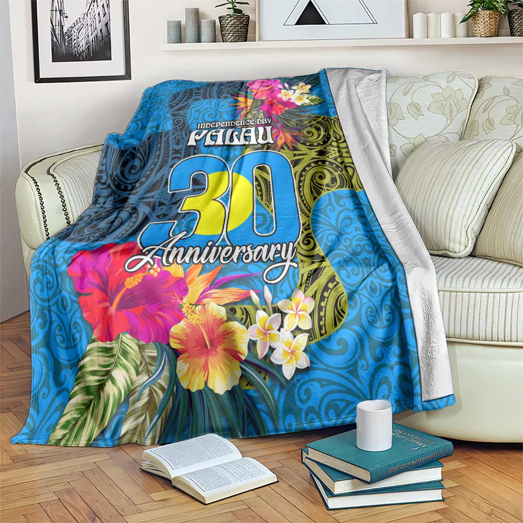 Palau Independence Day Blanket 1st October 30th Anniversary Polynesian Jungle Flower