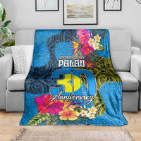 Palau Independence Day Blanket 1st October 30th Anniversary Polynesian Jungle Flower