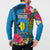 Palau Independence Day Button Sweatshirt 1st October 30th Anniversary Polynesian Jungle Flower