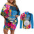 Palau Independence Day Couples Matching Off Shoulder Short Dress and Long Sleeve Button Shirt 1st October 30th Anniversary Polynesian Jungle Flower