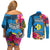 Palau Independence Day Couples Matching Off Shoulder Short Dress and Long Sleeve Button Shirt 1st October 30th Anniversary Polynesian Jungle Flower