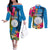 Palau Independence Day Couples Matching Off The Shoulder Long Sleeve Dress and Long Sleeve Button Shirt 1st October 30th Anniversary Polynesian Jungle Flower