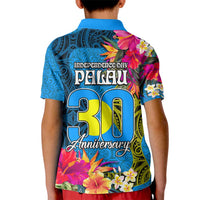 Palau Independence Day Kid Polo Shirt 1st October 30th Anniversary Polynesian Jungle Flower LT03 - Polynesian Pride