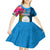 Palau Independence Day Kid Short Sleeve Dress 1st October 30th Anniversary Polynesian Jungle Flower