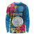 Palau Independence Day Long Sleeve Shirt 1st October 30th Anniversary Polynesian Jungle Flower