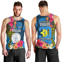 Palau Independence Day Men Tank Top 1st October 30th Anniversary Polynesian Jungle Flower