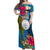 Palau Independence Day Off Shoulder Maxi Dress 1st October 30th Anniversary Polynesian Jungle Flower