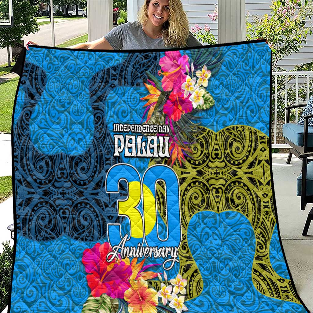 Palau Independence Day Quilt 1st October 30th Anniversary Polynesian Jungle Flower