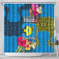 Palau Independence Day Shower Curtain 1st October 30th Anniversary Polynesian Jungle Flower LT03 - Polynesian Pride