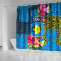 Palau Independence Day Shower Curtain 1st October 30th Anniversary Polynesian Jungle Flower LT03 - Polynesian Pride