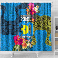 Palau Independence Day Shower Curtain 1st October 30th Anniversary Polynesian Jungle Flower LT03 - Polynesian Pride