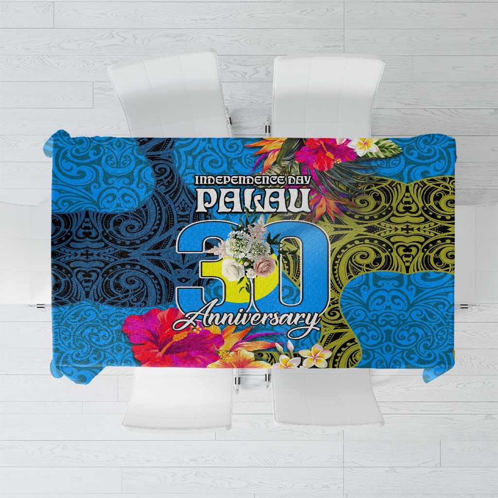 Palau Independence Day Tablecloth 1st October 30th Anniversary Polynesian Jungle Flower