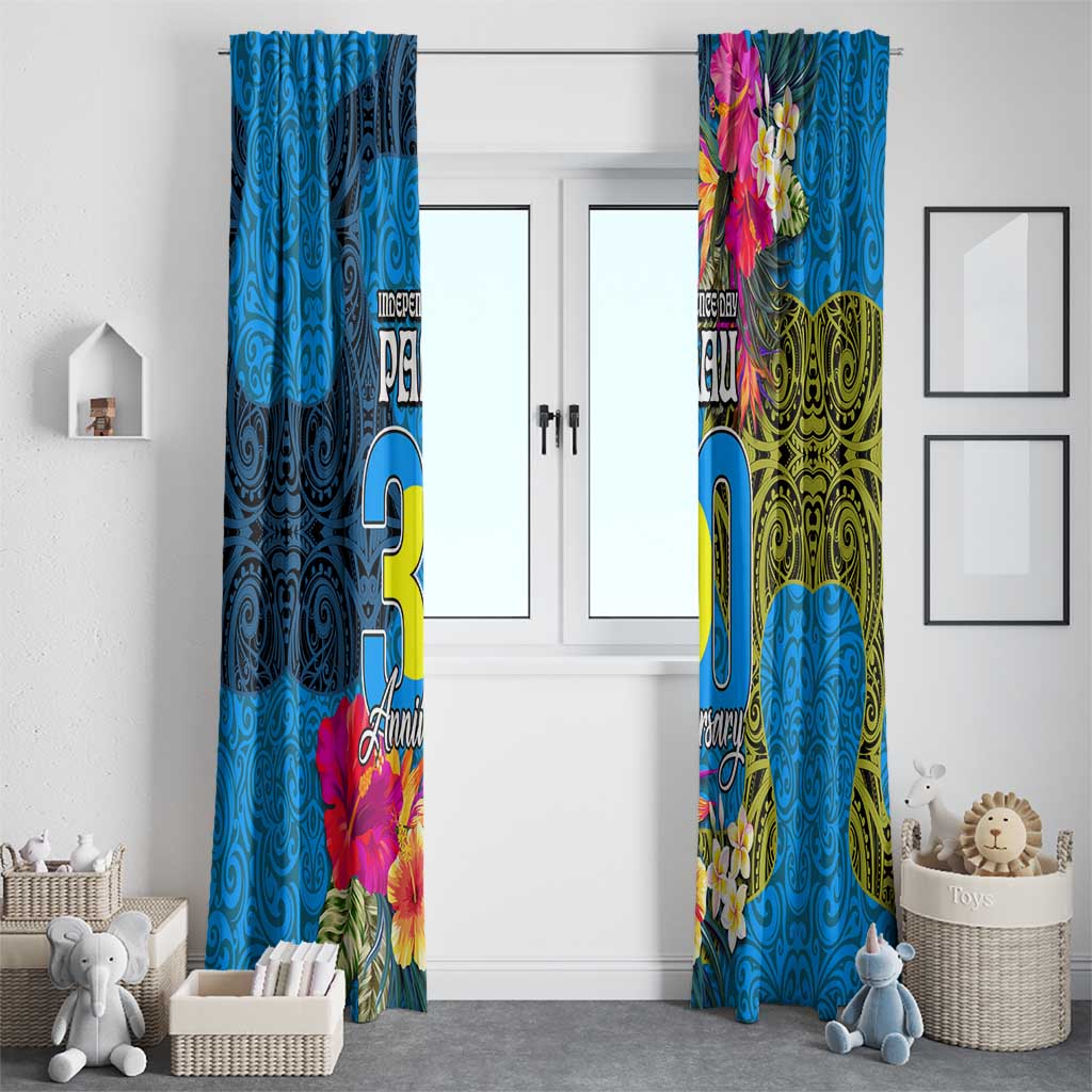 Palau Independence Day Window Curtain 1st October 30th Anniversary Polynesian Jungle Flower