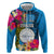 Palau Independence Day Zip Hoodie 1st October 30th Anniversary Polynesian Jungle Flower