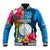 Personalised Palau Independence Day Baseball Jacket 1st October 30th Anniversary Polynesian Jungle Flower