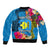 Personalised Palau Independence Day Bomber Jacket 1st October 30th Anniversary Polynesian Jungle Flower