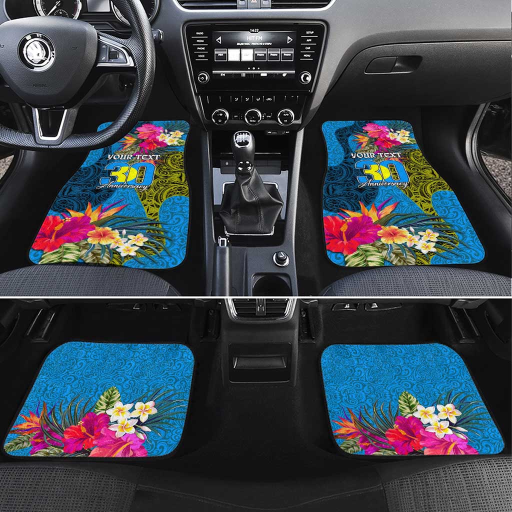 Personalised Palau Independence Day Car Mats 1st October 30th Anniversary Polynesian Jungle Flower