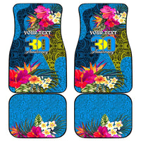 Personalised Palau Independence Day Car Mats 1st October 30th Anniversary Polynesian Jungle Flower
