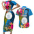 Personalised Palau Independence Day Couples Matching Short Sleeve Bodycon Dress and Hawaiian Shirt 1st October 30th Anniversary Polynesian Jungle Flower