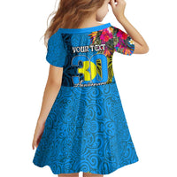 Personalised Palau Independence Day Family Matching Short Sleeve Bodycon Dress and Hawaiian Shirt 1st October 30th Anniversary Polynesian Jungle Flower LT03 - Polynesian Pride