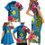 Personalised Palau Independence Day Family Matching Short Sleeve Bodycon Dress and Hawaiian Shirt 1st October 30th Anniversary Polynesian Jungle Flower