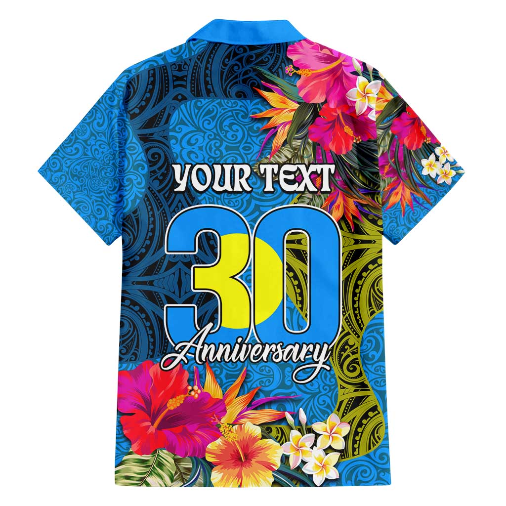 Personalised Palau Independence Day Family Matching Tank Maxi Dress and Hawaiian Shirt 1st October 30th Anniversary Polynesian Jungle Flower LT03 - Polynesian Pride