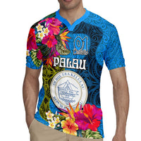 Personalised Palau Independence Day Rugby Jersey 1st October 30th Anniversary Polynesian Jungle Flower LT03 - Polynesian Pride