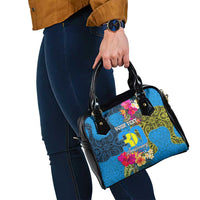 Personalised Palau Independence Day Shoulder Handbag 1st October 30th Anniversary Polynesian Jungle Flower