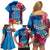 Tuvalu Independence Day Family Matching Off Shoulder Short Dress and Hawaiian Shirt 1st October 46th Anniversary Polynesian Jungle Flower