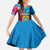 Tuvalu Independence Day Kid Short Sleeve Dress 1st October 46th Anniversary Polynesian Jungle Flower