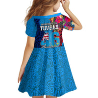Tuvalu Independence Day Kid Short Sleeve Dress 1st October 46th Anniversary Polynesian Jungle Flower LT03 - Polynesian Pride