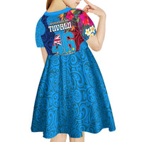 Tuvalu Independence Day Kid Short Sleeve Dress 1st October 46th Anniversary Polynesian Jungle Flower LT03 - Polynesian Pride