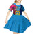 Tuvalu Independence Day Kid Short Sleeve Dress 1st October 46th Anniversary Polynesian Jungle Flower