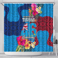 Tuvalu Independence Day Shower Curtain 1st October 46th Anniversary Polynesian Jungle Flower LT03 - Polynesian Pride