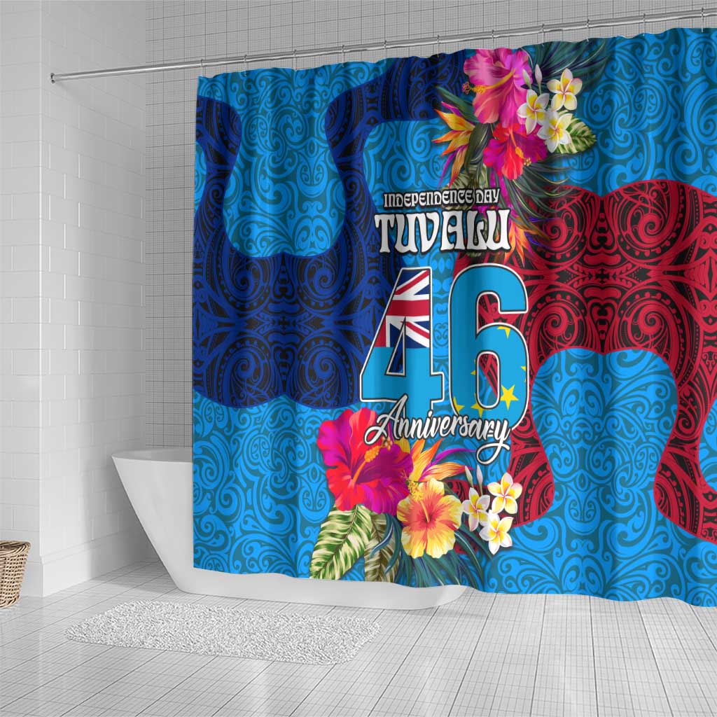 Tuvalu Independence Day Shower Curtain 1st October 46th Anniversary Polynesian Jungle Flower LT03 - Polynesian Pride