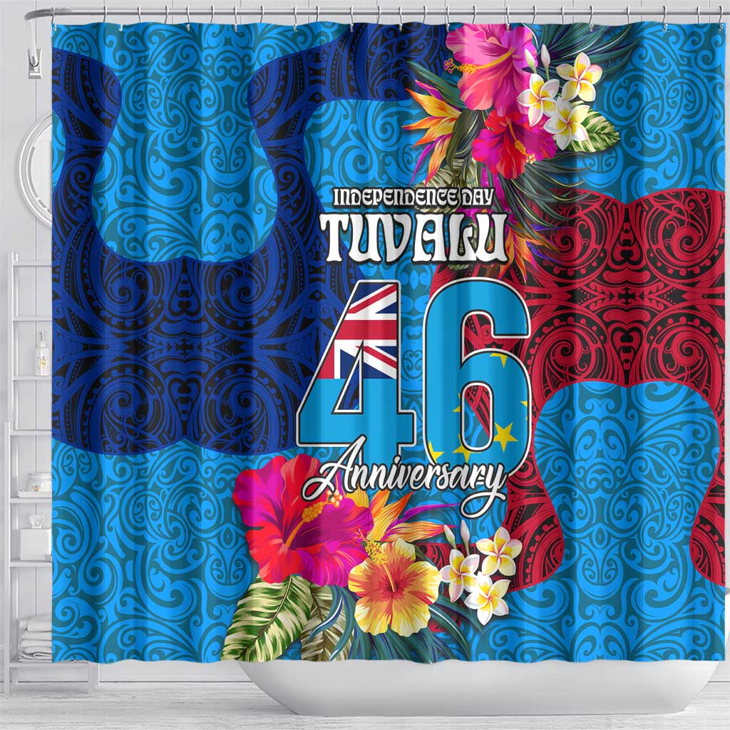 Tuvalu Independence Day Shower Curtain 1st October 46th Anniversary Polynesian Jungle Flower LT03 - Polynesian Pride