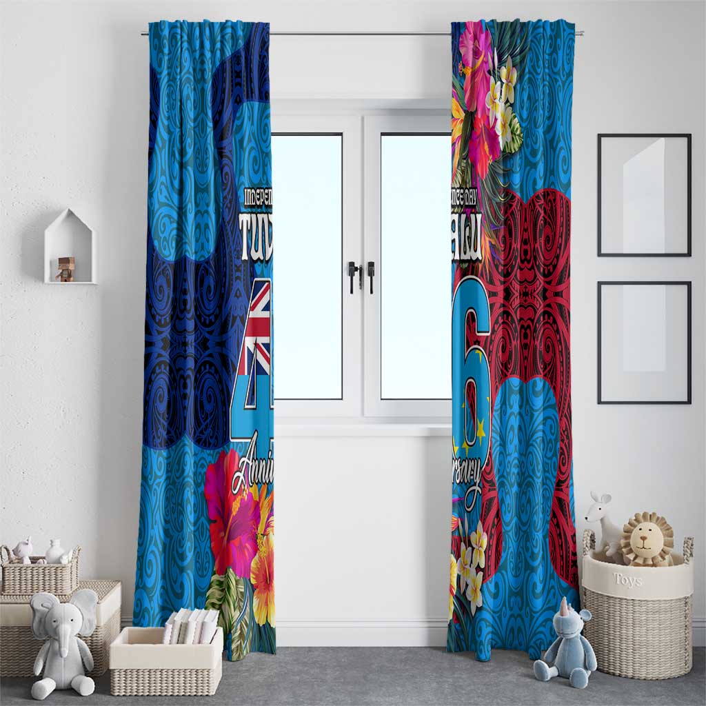 Tuvalu Independence Day Window Curtain 1st October 46th Anniversary Polynesian Jungle Flower