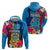 Tuvalu Independence Day Zip Hoodie 1st October 46th Anniversary Polynesian Jungle Flower