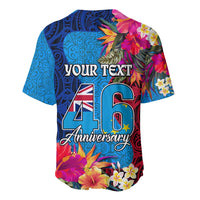 Personalised Tuvalu Independence Day Baseball Jersey 1st October 46th Anniversary Polynesian Jungle Flower LT03 - Polynesian Pride