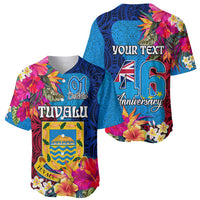 Personalised Tuvalu Independence Day Baseball Jersey 1st October 46th Anniversary Polynesian Jungle Flower LT03 - Polynesian Pride