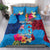 Personalised Tuvalu Independence Day Bedding Set 1st October 46th Anniversary Polynesian Jungle Flower