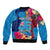 Personalised Tuvalu Independence Day Bomber Jacket 1st October 46th Anniversary Polynesian Jungle Flower