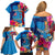 Personalised Tuvalu Independence Day Family Matching Off Shoulder Short Dress and Hawaiian Shirt 1st October 46th Anniversary Polynesian Jungle Flower