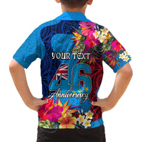 Personalised Tuvalu Independence Day Family Matching Puletasi and Hawaiian Shirt 1st October 46th Anniversary Polynesian Jungle Flower LT03 - Polynesian Pride