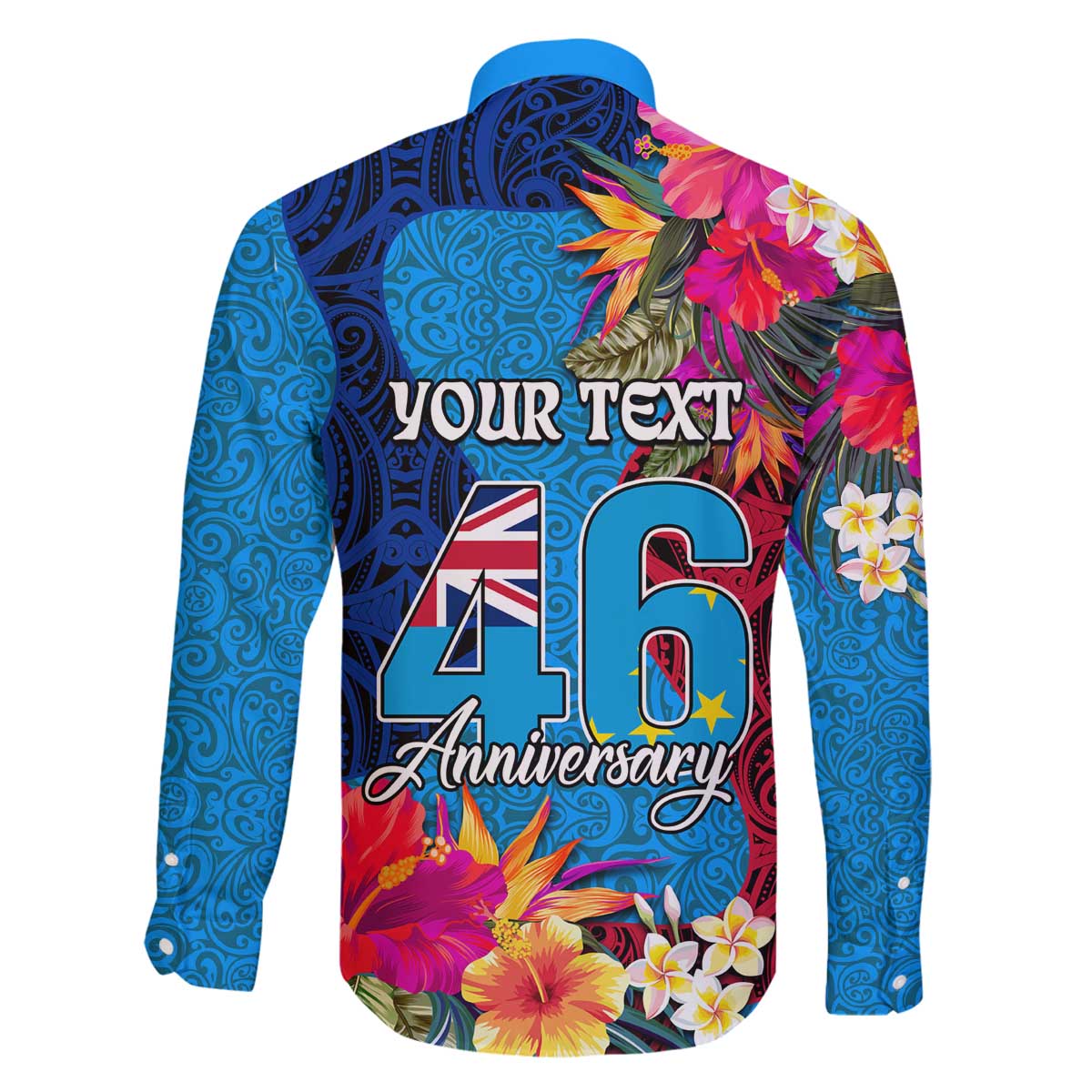 Personalised Tuvalu Independence Day Family Matching Puletasi and Hawaiian Shirt 1st October 46th Anniversary Polynesian Jungle Flower LT03 - Polynesian Pride