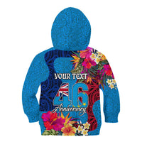 Personalised Tuvalu Independence Day Kid Hoodie 1st October 46th Anniversary Polynesian Jungle Flower